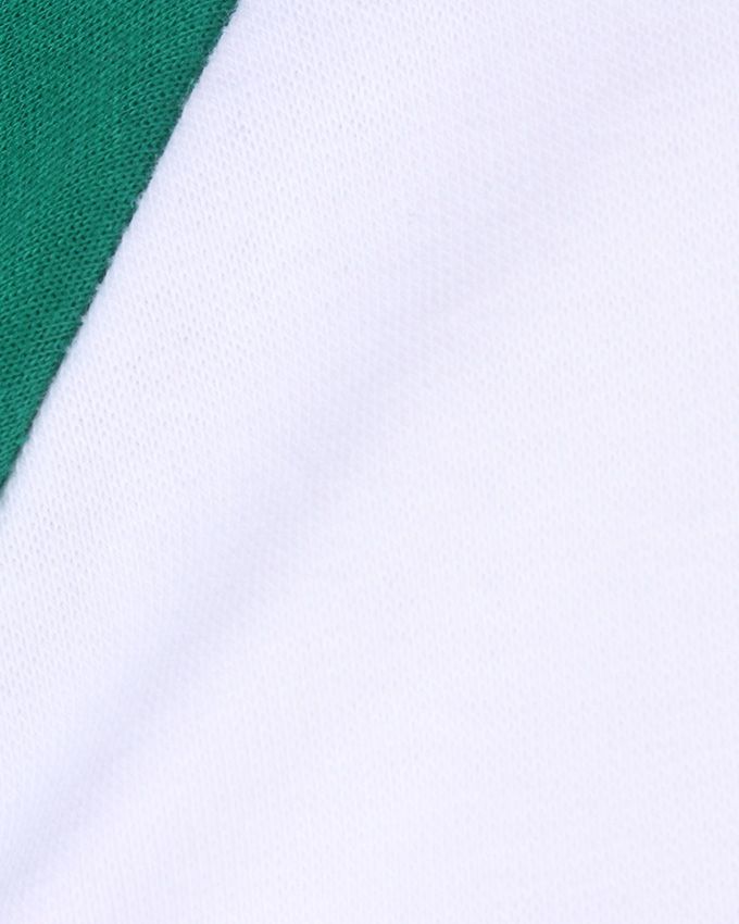Plain Long Sleeve Round Neck T-Shirt- Green/ White