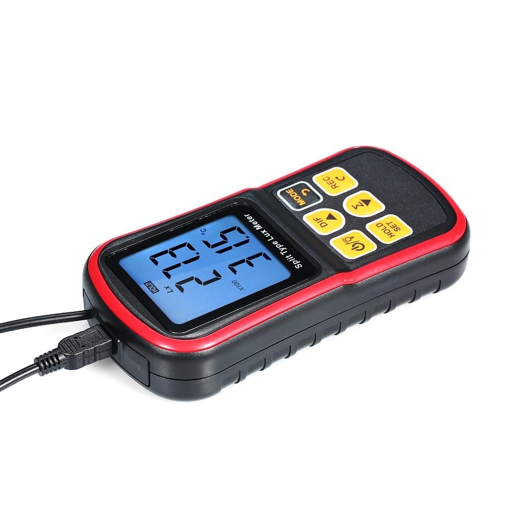 Digital Lux Meter BT Photometer Luxmeter Split Type LCD Handheld Illuminometer Luminometer Light Meter 0-200000 Lux with Mobile APP Connection and Max/Min/Difference Value Data Hold Mode