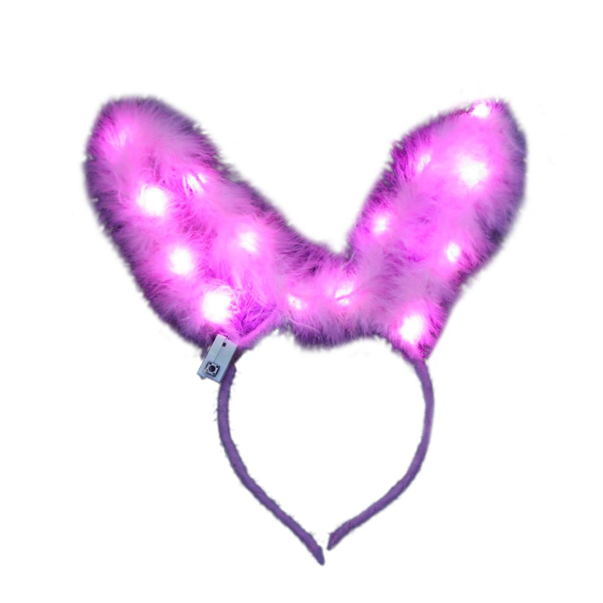 Glowing Headgear Feather Rabbit Ear Glowing Bunny Headband Pink