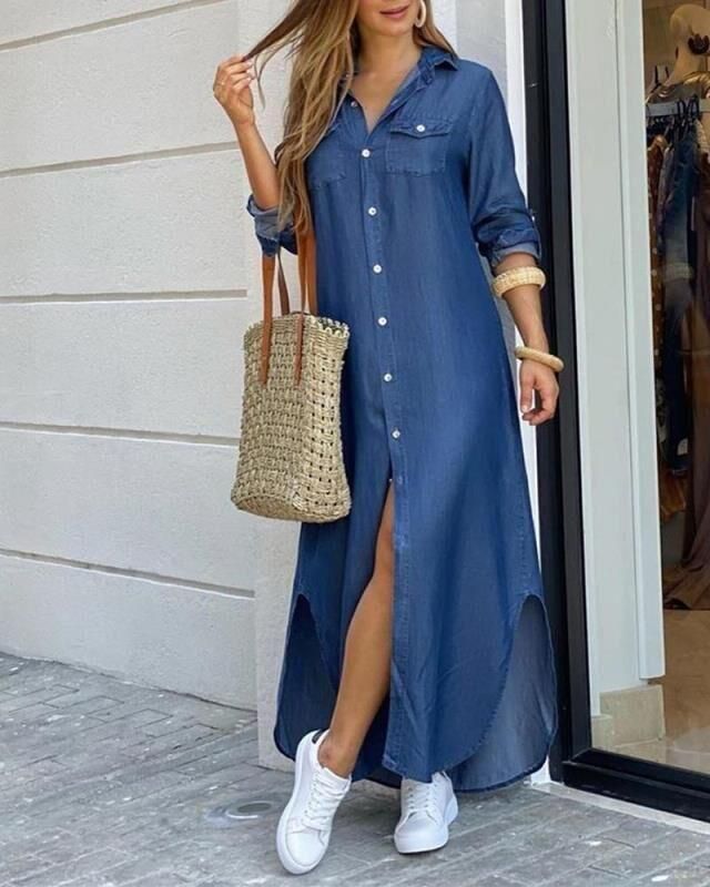 2020 Hot Selling New Spring and Summer Fashion Sexy Shirt Long Dress Women