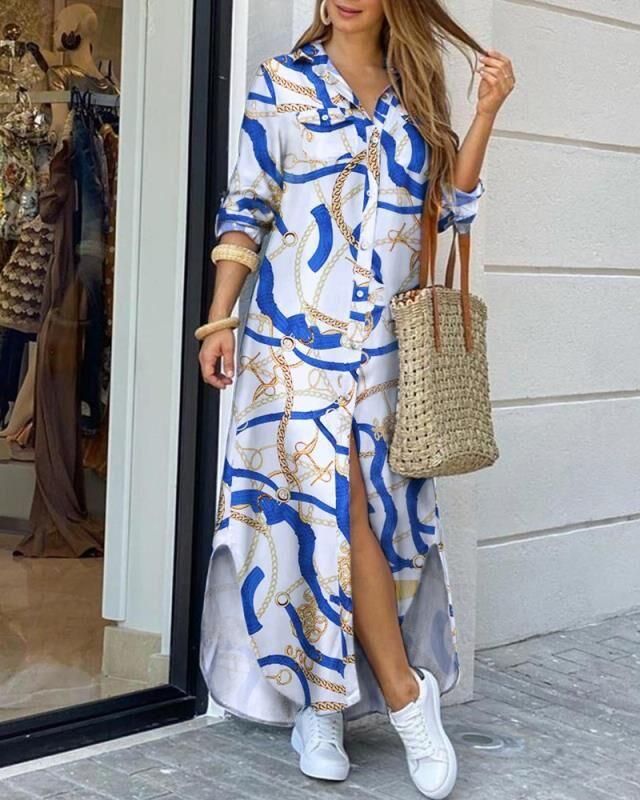 2020 Hot Selling New Spring and Summer Fashion Sexy Shirt Long Dress Women