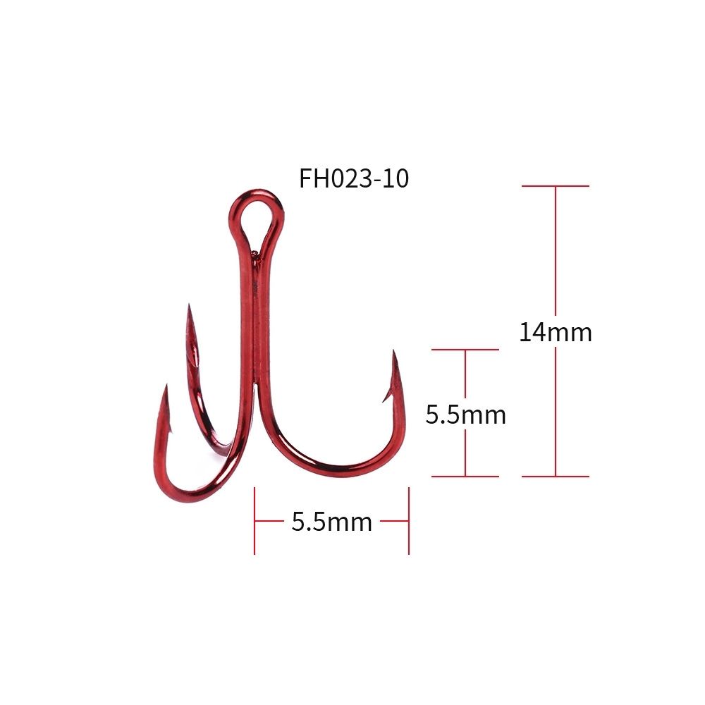 HENGJIA 20 PCS Classic Red High Carbon Steel Fishing Three-jaw Treble Hooks