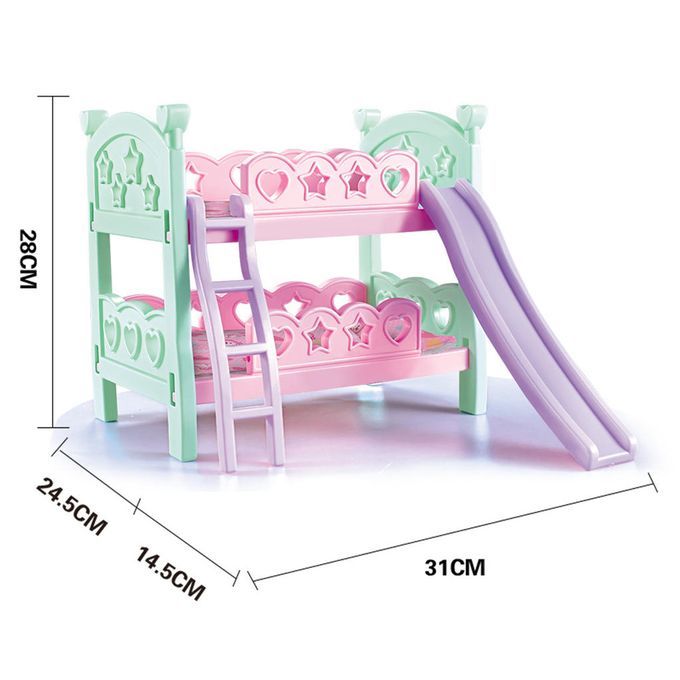 Plastic Doll Bunk Bed With Ladder And Bedding For Mellchan Doll