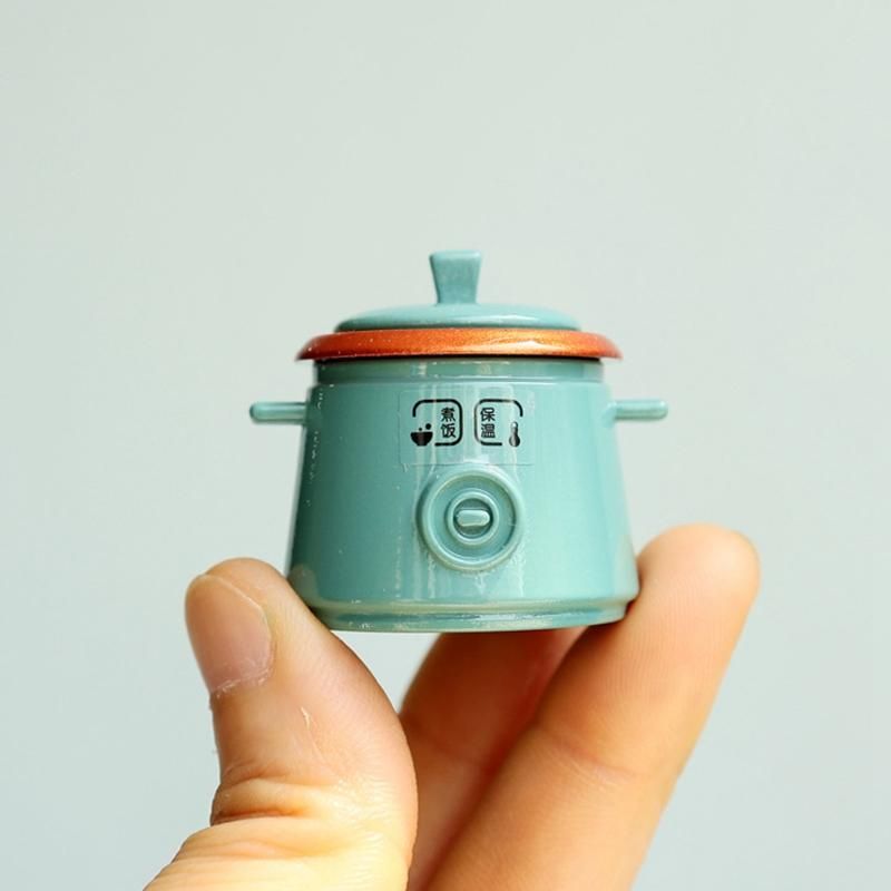 1 12 1 8 Dollhouse Cookware Metal Decorative Miniature Kitchen Rice Cooker Toy DollHouse Accessories,Blue
