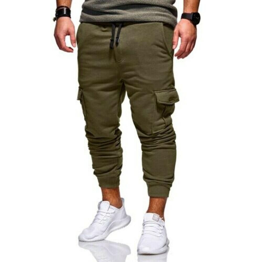 Informal sports pants with long pockets for men cotton tracksuit with cord for fitness gym running