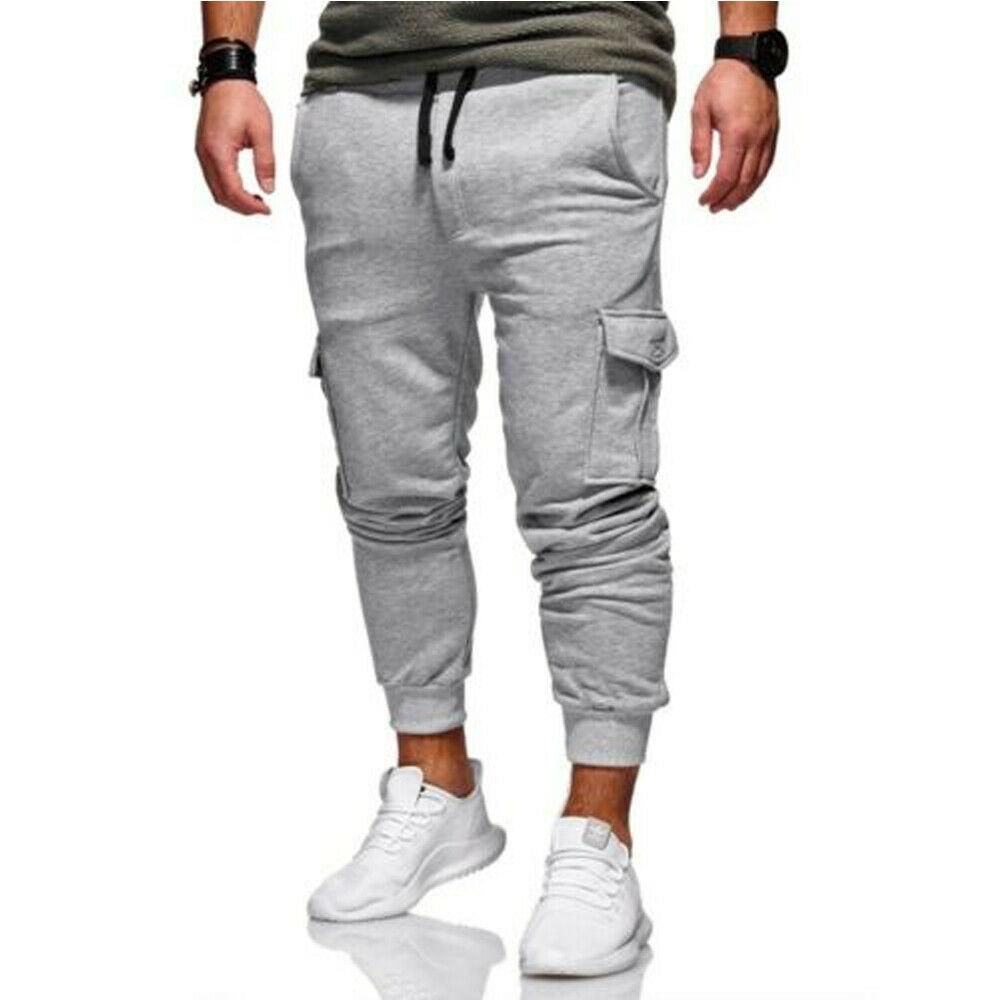 Informal sports pants with long pockets for men cotton tracksuit with cord for fitness gym running