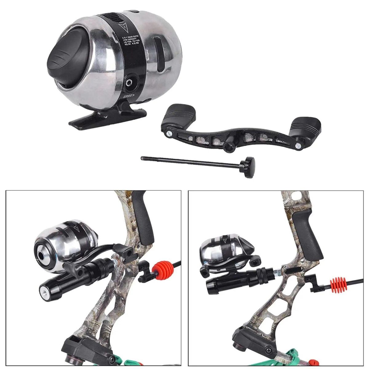Bow Fishing Reel 2.8:1 Gear Ratio  Reel with 40 meters Built Fishing Line 4.5kg Max Drag Integrated   Reel Parts