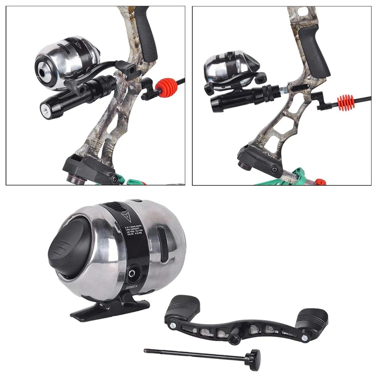 Bow Fishing Reel 2.8:1 Gear Ratio  Reel with 40 meters Built Fishing Line 4.5kg Max Drag Integrated   Reel Parts