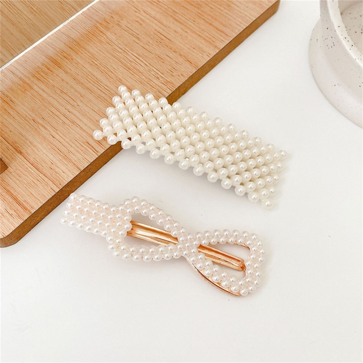 2PcsSet Hair Pin Lady Imitation Pearl Hair Clip C