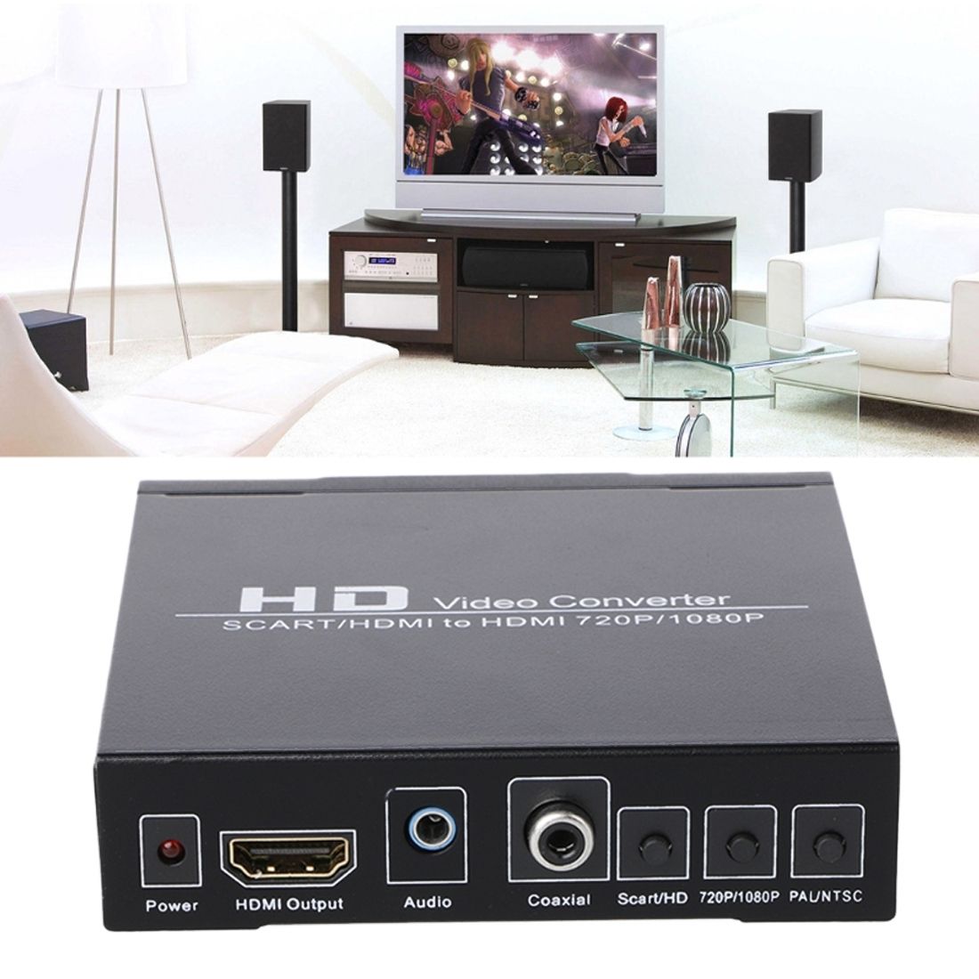 NK-8A AV + HDMI To HDMI HD Video Converter(Black)