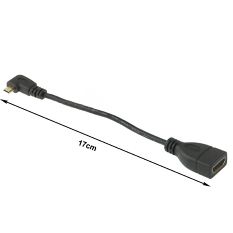 17cm 90 Degree Micro HDMI Right-toward Male To HDMI Female Cable Adapter(Black)
