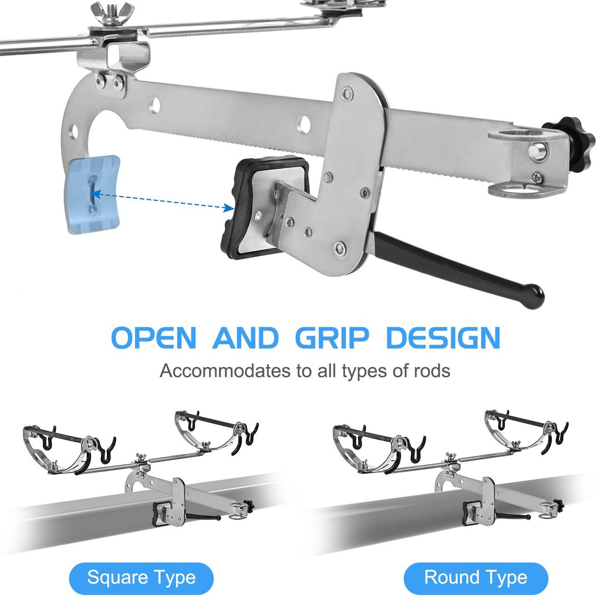 Clamp-on Fishing Rod Holder Boat Mount Rod Holder Bridge Railing Fishing Pole Bracket