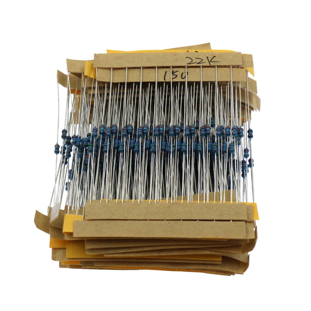 640pcs 1/6W 1% Carbon Film Resistors Kit 1 Ohm - 10M Ohm 64 Values Metal Resistors with Individually Labeled