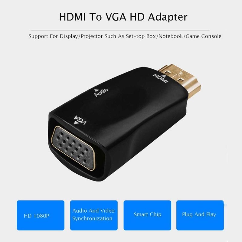 Full HD 1080P HDMI To VGA And Audio Adapter For HDTV / Monitor / Projector(Black)