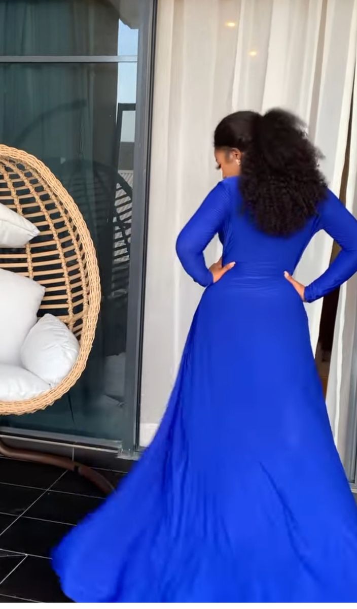Blue Full Length Flay  Ladies Dress