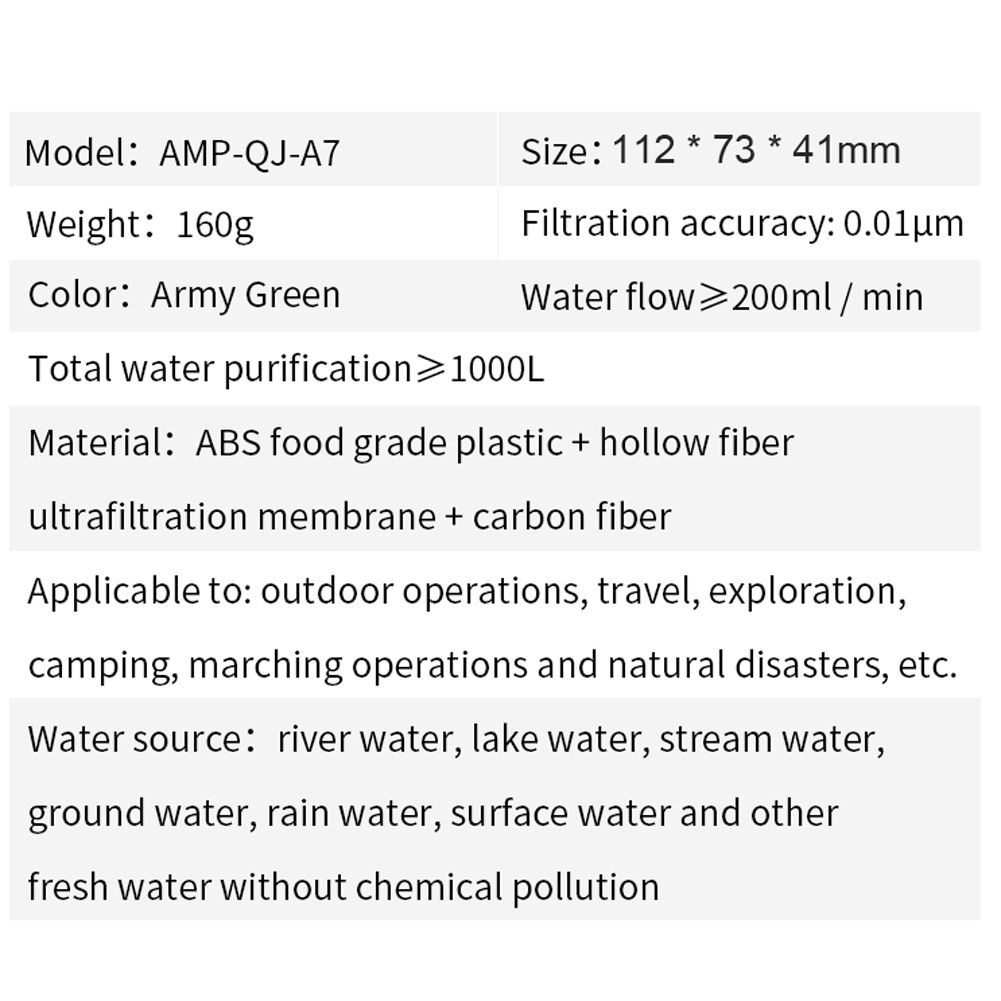 Outdoor Portable Water Microbial Purification Filter