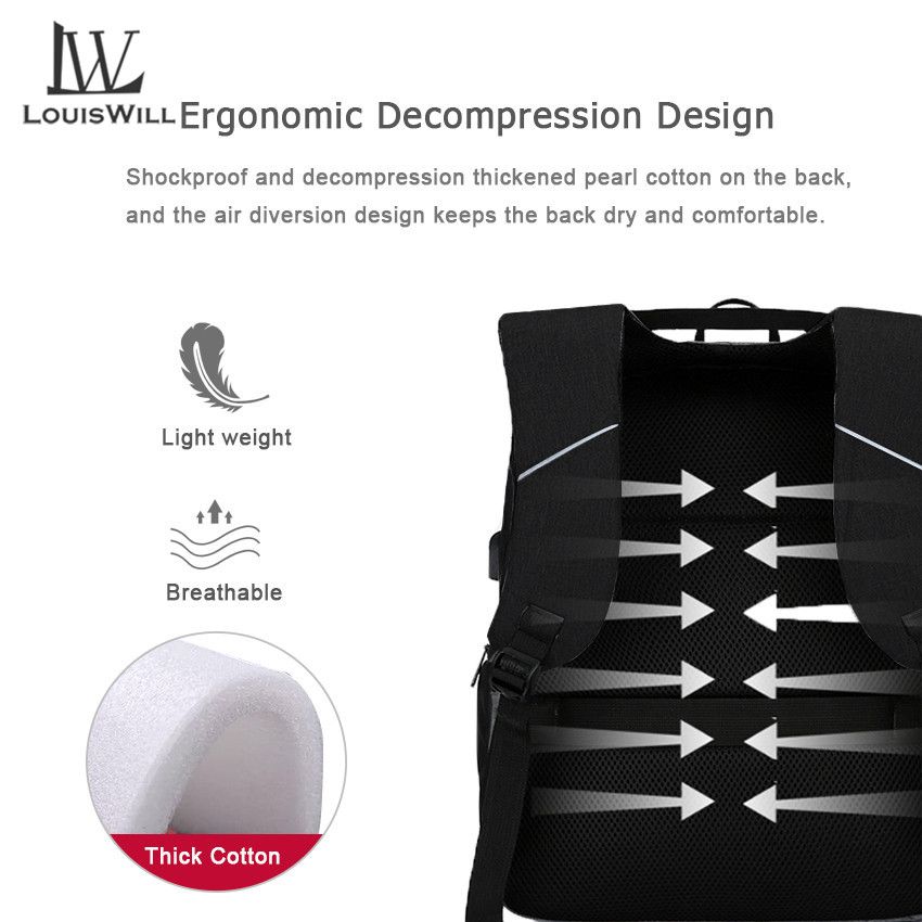 LouisWill Backpacks Men Laptop Waterproof Shoulder Bags