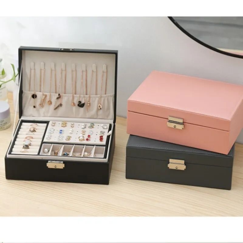 Large Capacity Jewelry Box High Quality PU Leather Jewelry Case Earring Rings Organizer Necklace Storage Casket Gifts For Girl