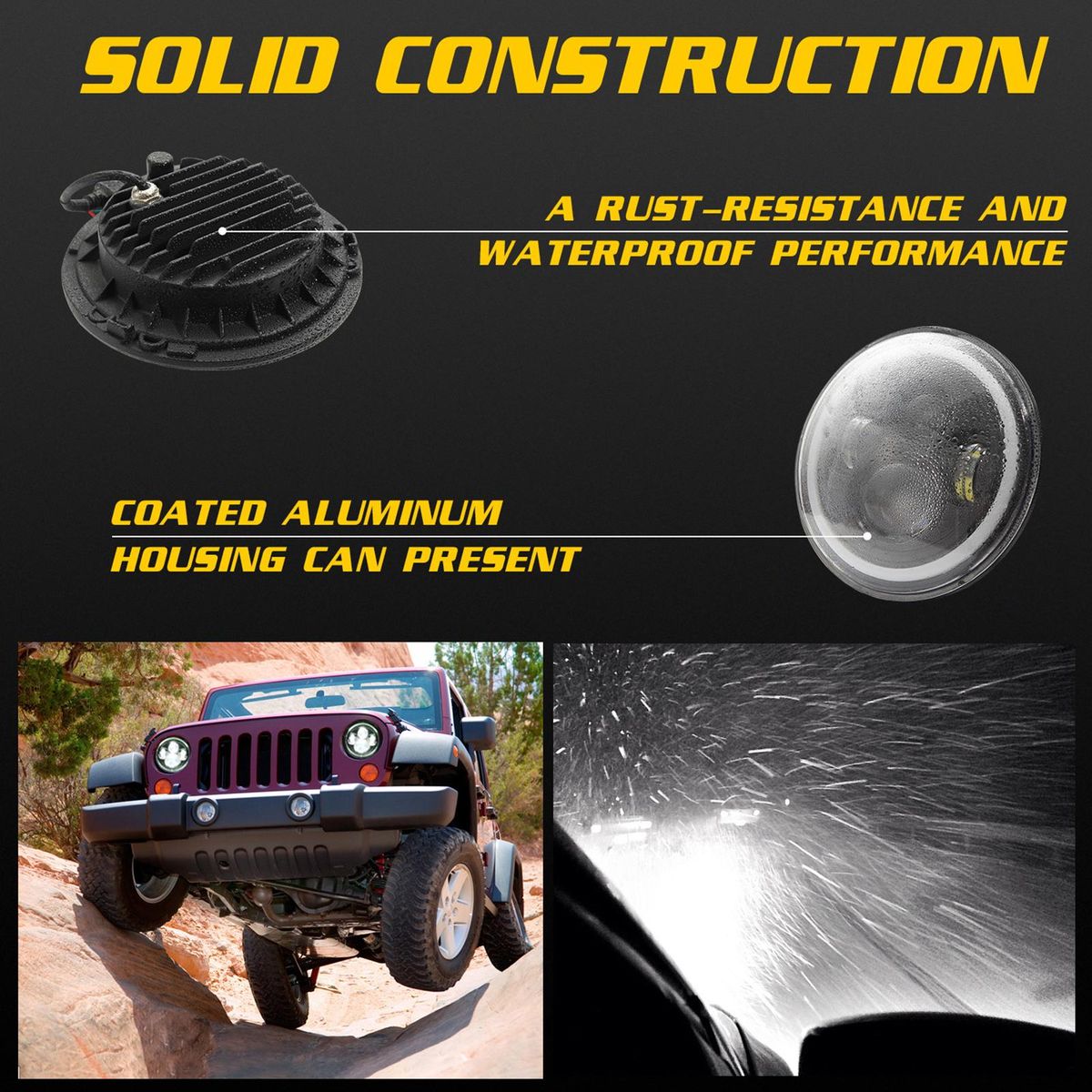 1pc 7 Inch Round Shaped LED Front Headlight Replacement For Jeep Wrangler JK LJ TJ CJ Motorcycles Headlight 9-30V