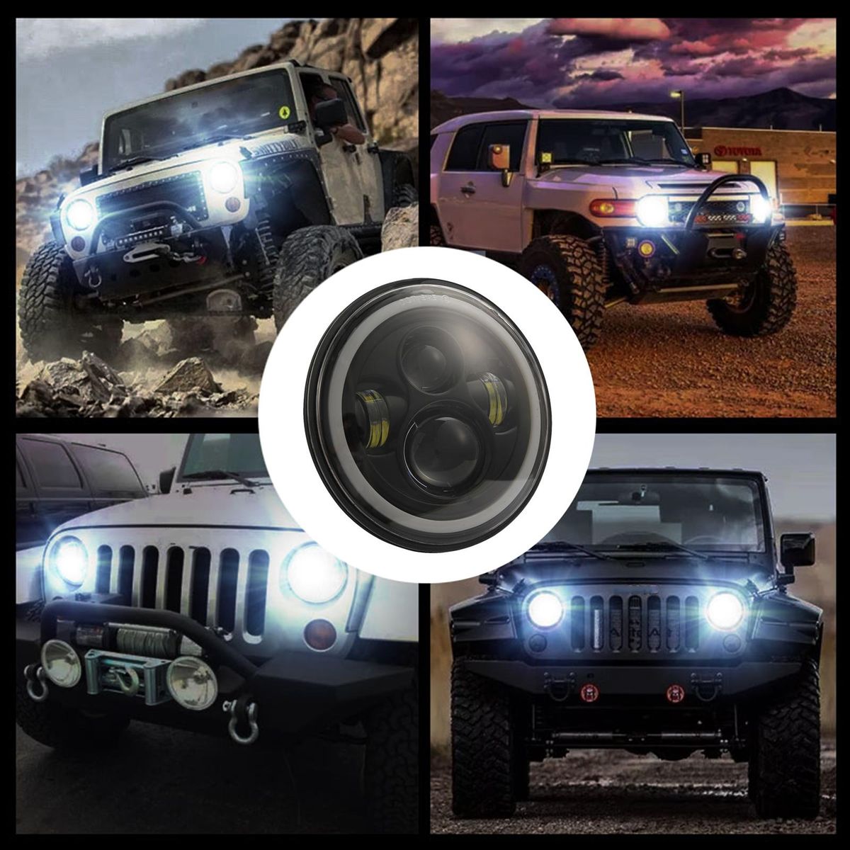 1pc 7 Inch Round Shaped LED Front Headlight Replacement For Jeep Wrangler JK LJ TJ CJ Motorcycles Headlight 9-30V
