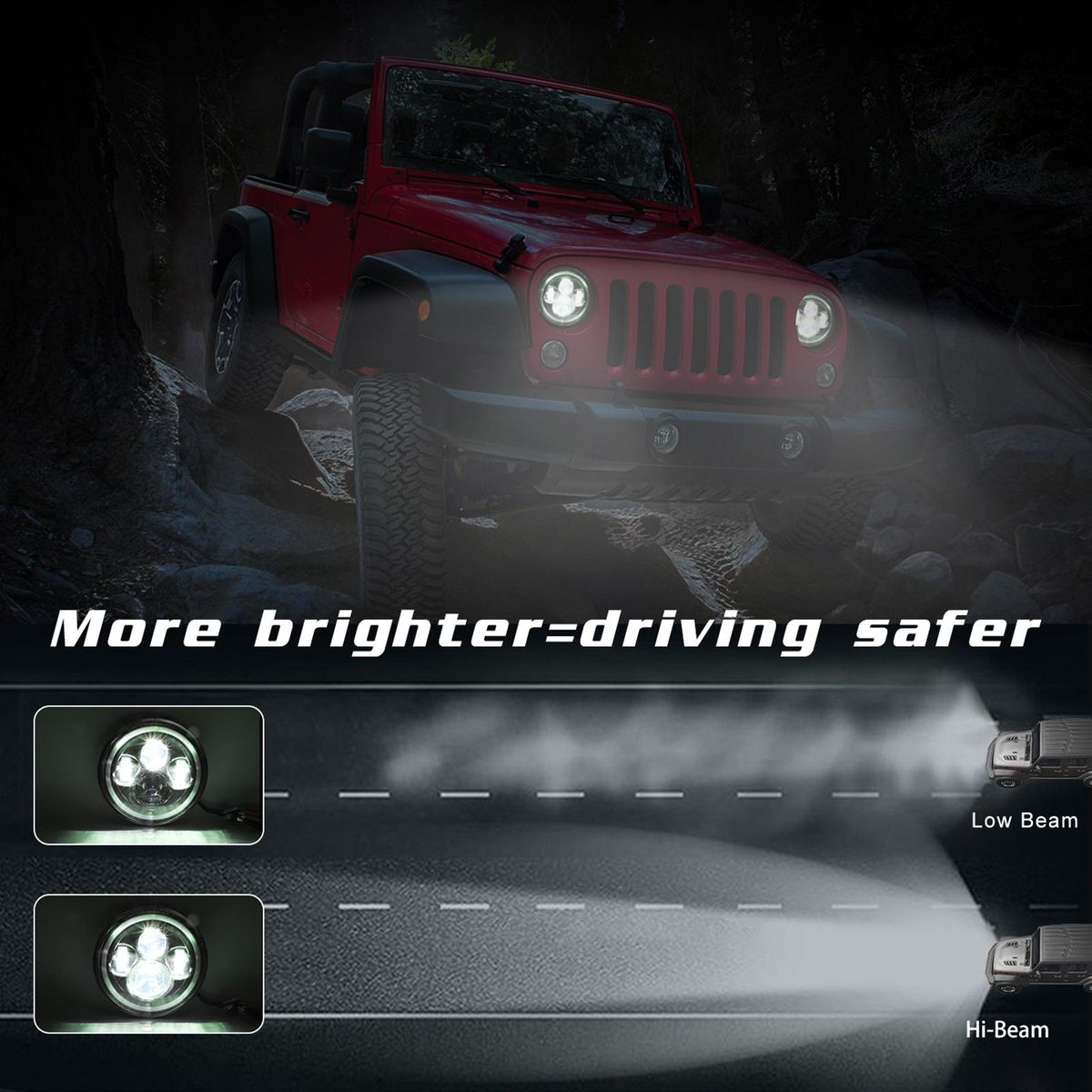 1pc 7 Inch Round Shaped LED Front Headlight Replacement For Jeep Wrangler JK LJ TJ CJ Motorcycles Headlight 9-30V