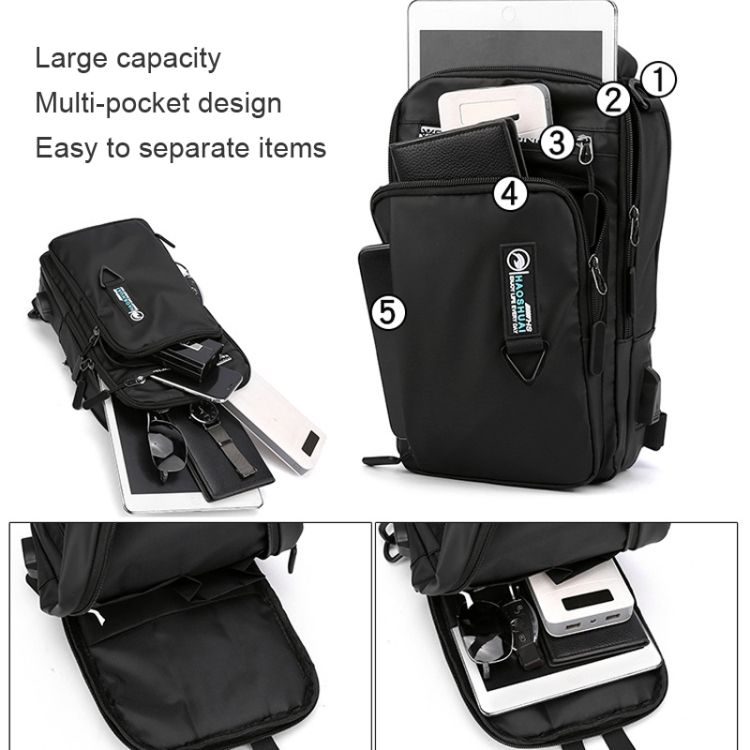HAOSHUAI 1100-17 Men Chest Bag Casual Shoulder Mesengers Bag