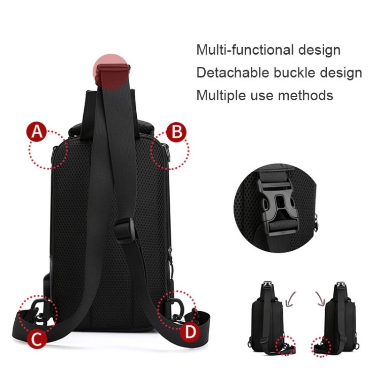 HAOSHUAI 1100-17 Men Chest Bag Casual Shoulder Mesengers Bag
