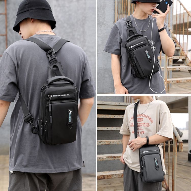 HAOSHUAI 1100-17 Men Chest Bag Casual Shoulder Mesengers Bag