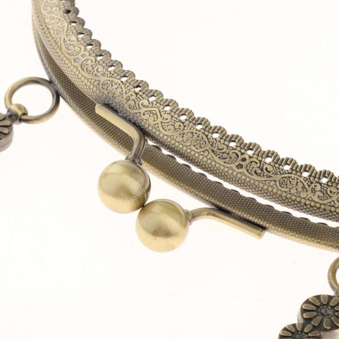 Metal Purse Handbag Frame With Handle Kiss Clasp Lock DIY 3 Flowers