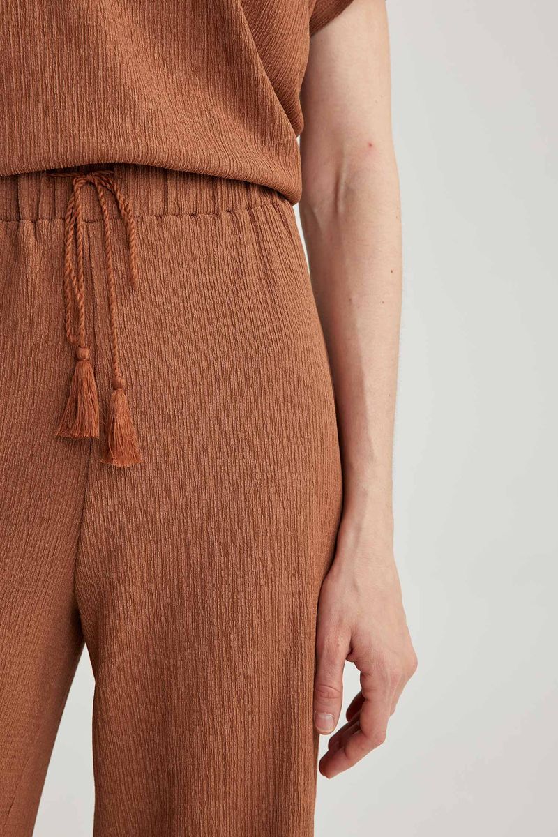 Woman Casual Regular Fit Knitted Trousers - Brown