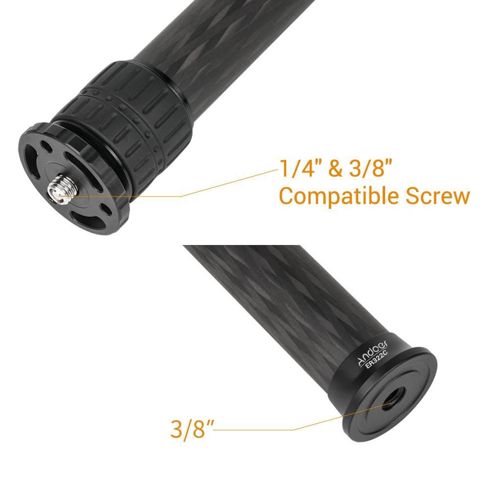 Andoer ER322C 32mm Tube Diameter Carbon Fiber Tripod Extender 2-Section Center Column Extension Tube Compatible with Zhiyun FeiyuTech hohem Handheld Gimbals All Tripods Max. Load Capacity 15kg
