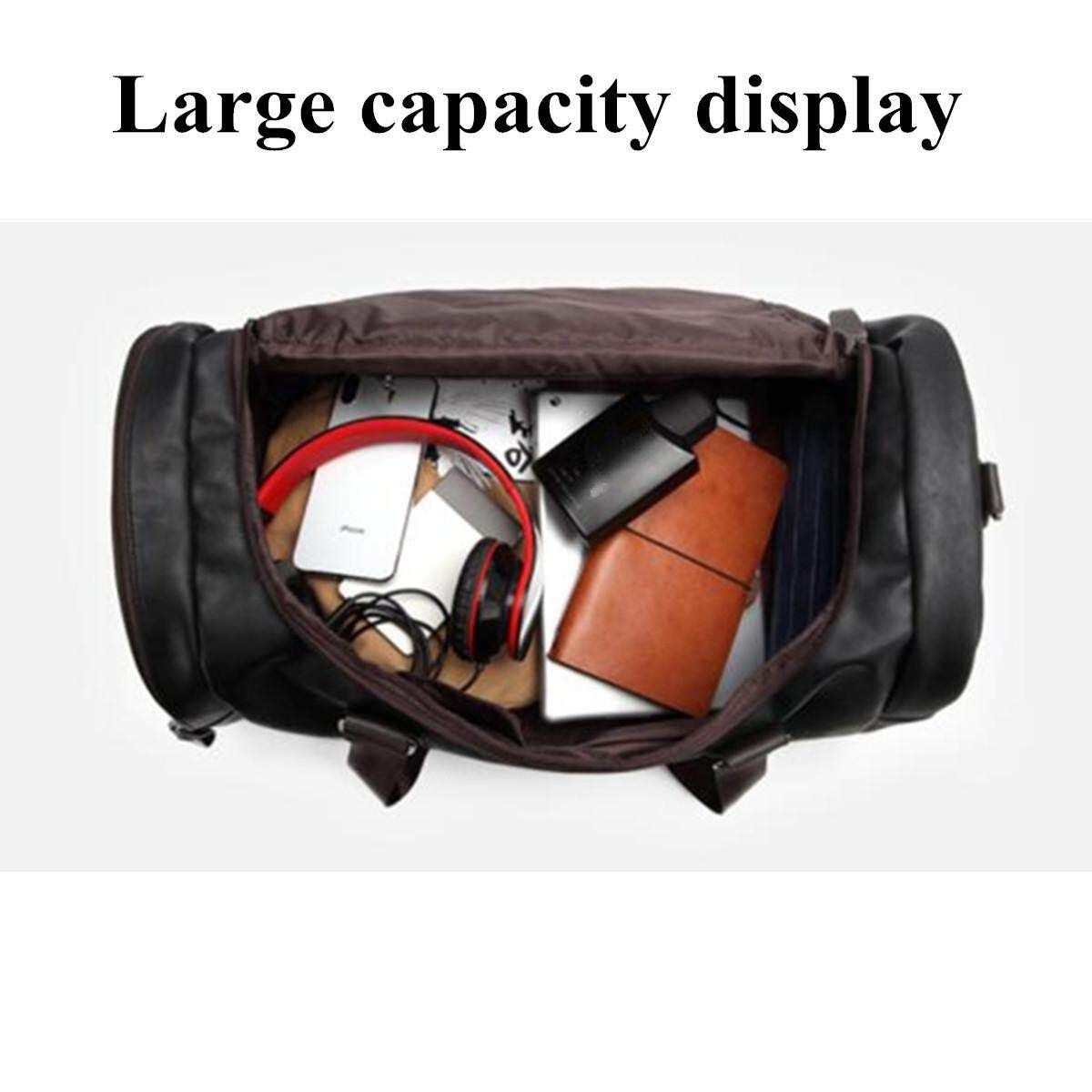 Large Capacity PU Leather Travel Shoulder Handbag Duffle Gym Sport Yoga Bags