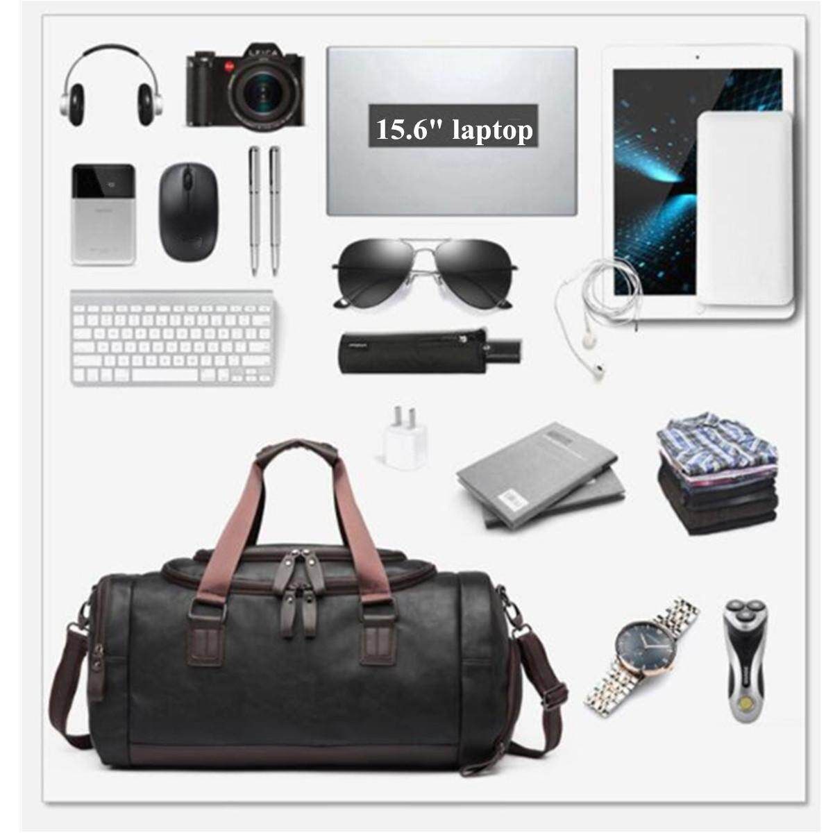 Large Capacity PU Leather Travel Shoulder Handbag Duffle Gym Sport Yoga Bags
