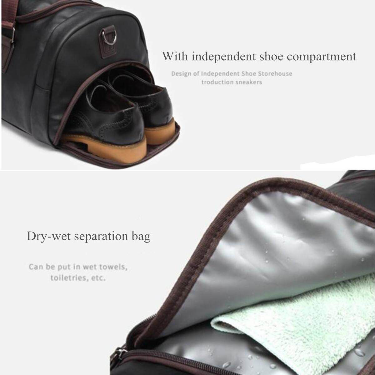 Large Capacity PU Leather Travel Shoulder Handbag Duffle Gym Sport Yoga Bags