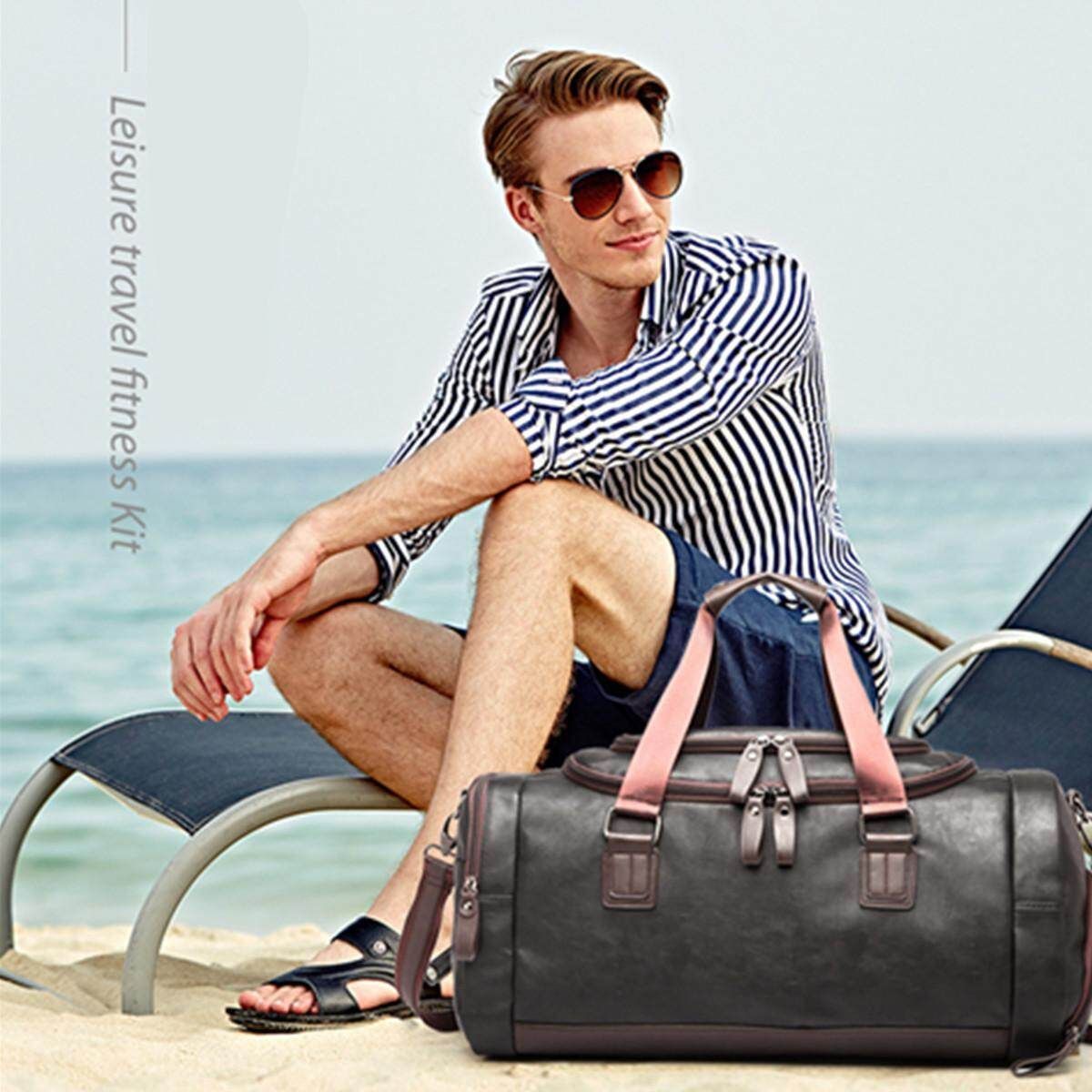 Large Capacity PU Leather Travel Shoulder Handbag Duffle Gym Sport Yoga Bags