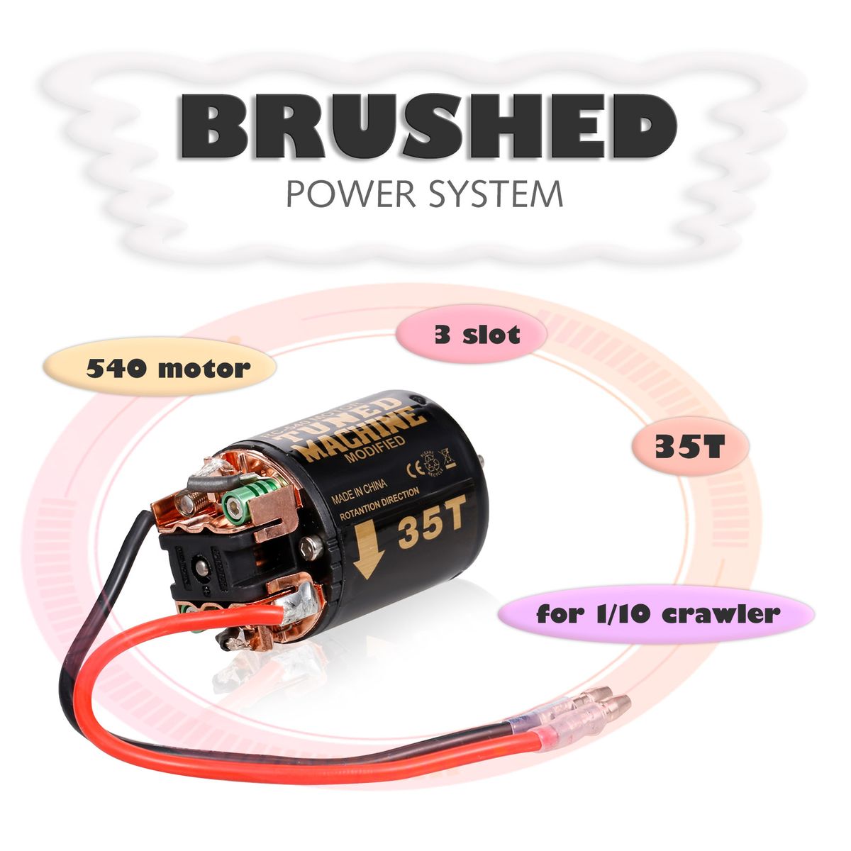 540 Brushed Motor RC Crawler Motor 35T 3-Slot Replacement