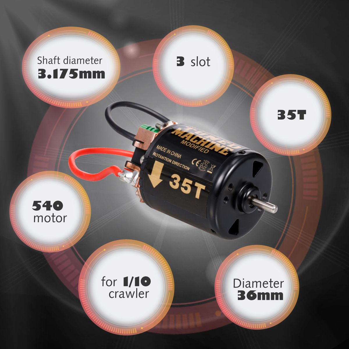 540 Brushed Motor RC Crawler Motor 35T 3-Slot Replacement