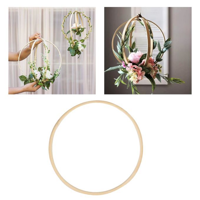 2Pcs Wooden Bamboo Dreamcatcher Rings Hoops Round For Embroidery