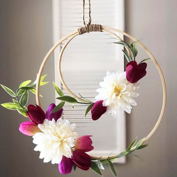 2Pcs Wooden Bamboo Dreamcatcher Rings Hoops Round For Embroidery