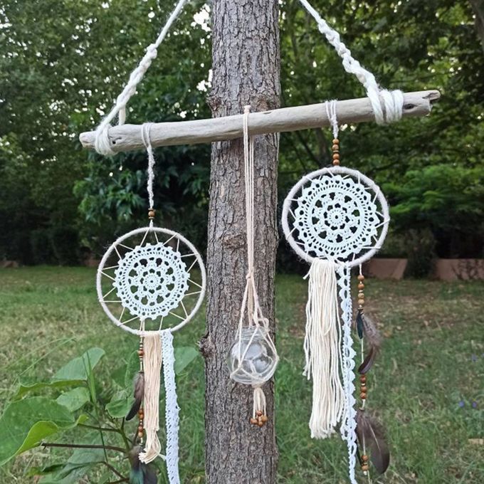 2Pcs Wooden Bamboo Dreamcatcher Rings Hoops Round For Embroidery