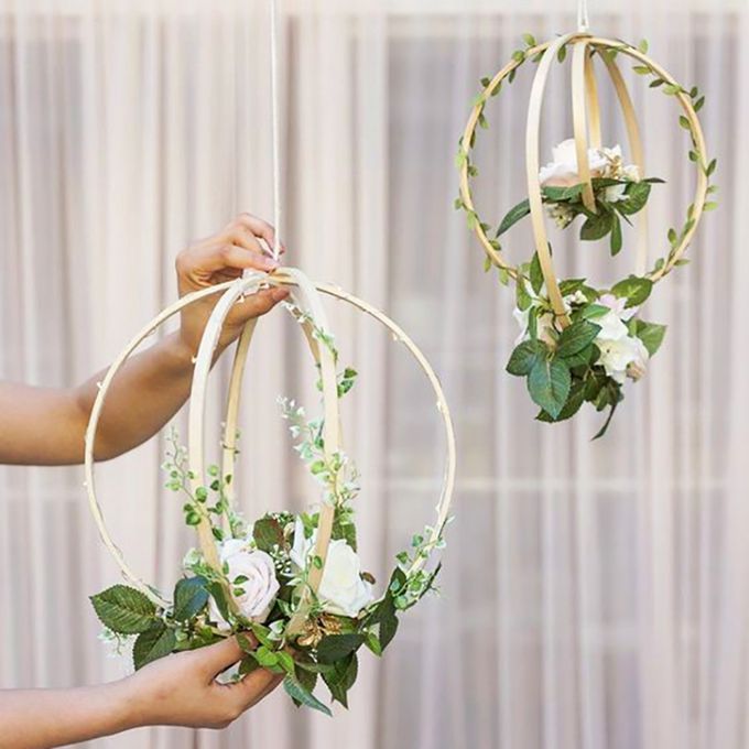 2Pcs Wooden Bamboo Dreamcatcher Rings Hoops Round For Embroidery