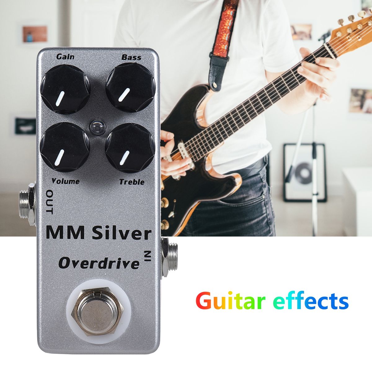 Mini Guitar Effector MM Overdrive Guitar Effector Silver