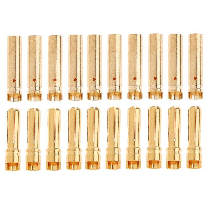 10 Pairs 4.0mm Golden Banana Connectors Plugs For Lipo Battery Adapter