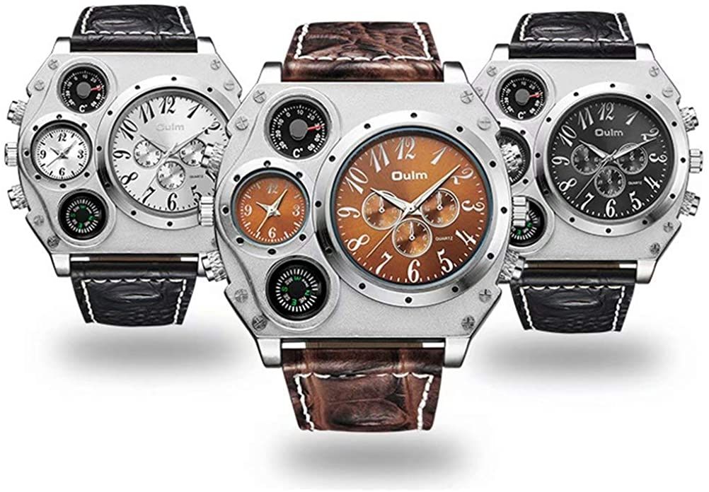Top-Notch Super Exclusive Rugged & Classic Leather Men Wristwatch + Sophisticated Bracelet