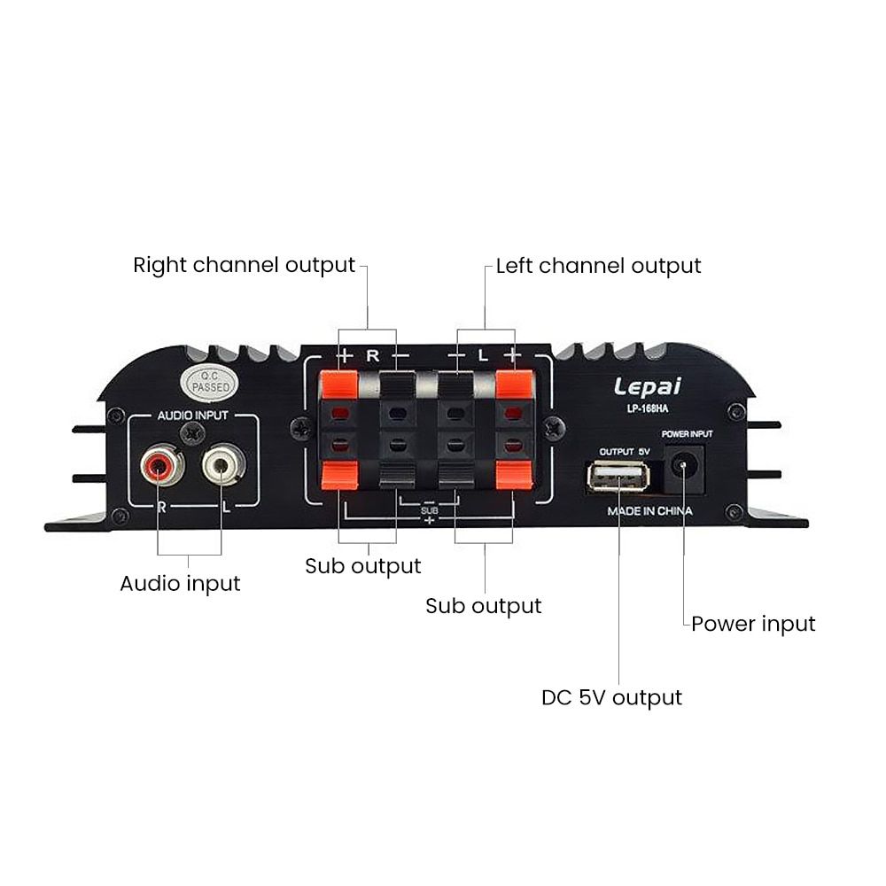 Lepy LP-168S Subwoofer Amplifier 40W+40W+68W  HIFI Audio 2.1 Channel ClAB Amplifiers With Treble BVolumn Control For DIY