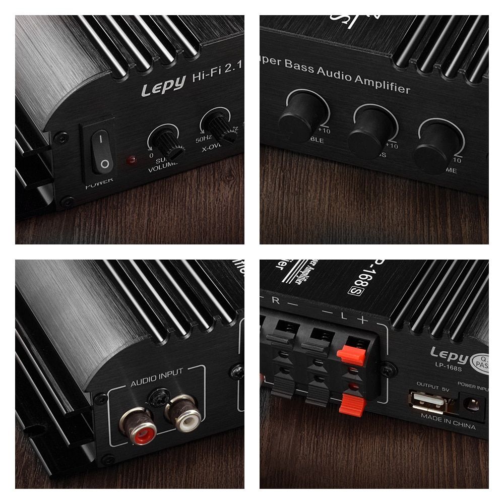 Lepy LP-168S Subwoofer Amplifier 40W+40W+68W  HIFI Audio 2.1 Channel ClAB Amplifiers With Treble BVolumn Control For DIY