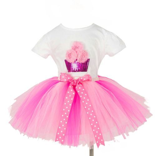 Girls Princess Dress [Flower T-shirt*Skirt*Short Sleeve Two-Piece Set]-Pink