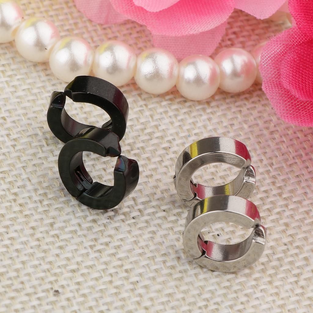 2 Pairs Fake Clip On Earplug Ear Clips Cuff Hoop Huggie