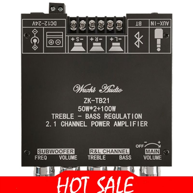 ZK-TB21 TPA3116D2 Bluetooth 5.0 Subwoofer Amplifier Board 50WX2+100W 2.1 Channel Power O Stereo Amplifier Board