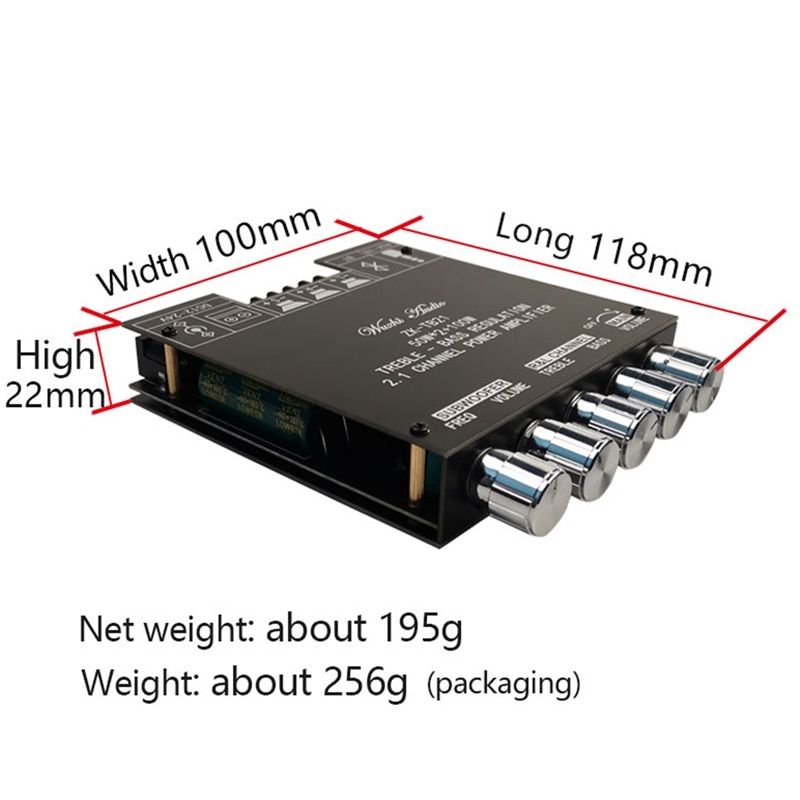 ZK-TB21 TPA3116D2 Bluetooth 5.0 Subwoofer Amplifier Board 50WX2+100W 2.1 Channel Power O Stereo Amplifier Board